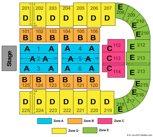 Tucson Arena At Tucson Convention Center End Stage Zone Seating Chart